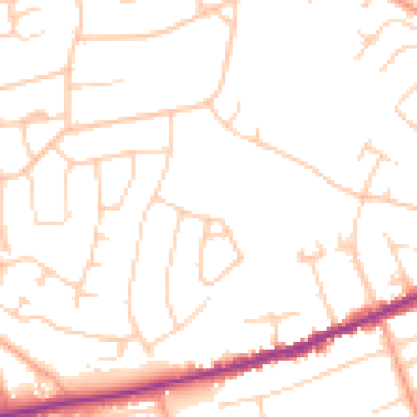 Daytime road noise heatmap for BH23 5BQ
