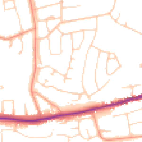 Daytime road noise heatmap for BH23 5BT