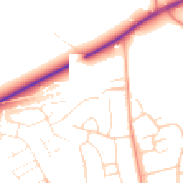 Daytime road noise heatmap for BH23 7DL