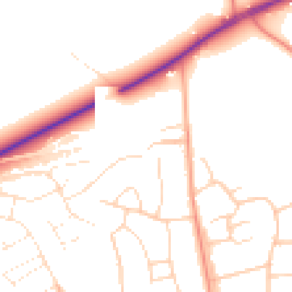Daytime road noise heatmap for BH23 7DP