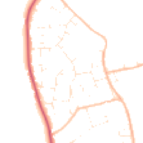 Daytime road noise heatmap for BH23 7EY