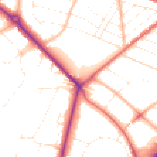 Daytime road noise heatmap for BH3 7AA