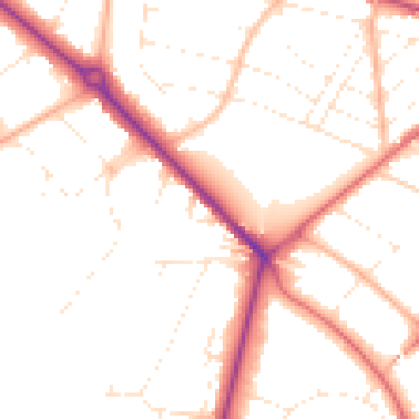 Daytime road noise heatmap for BH3 7AD