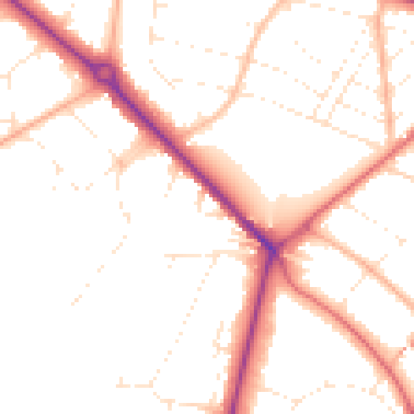 Daytime road noise heatmap for BH3 7AF