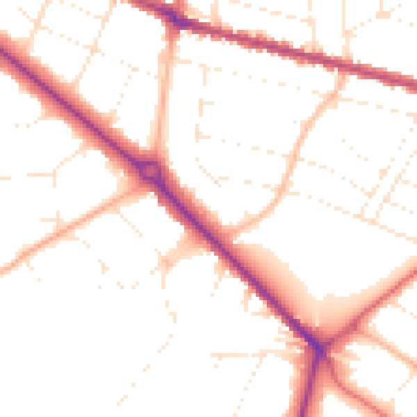 Daytime road noise heatmap for BH3 7AJ