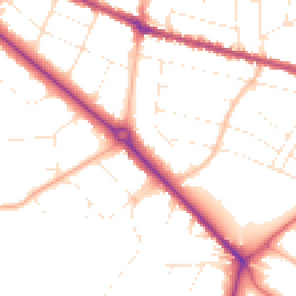 Daytime road noise heatmap for BH3 7AL