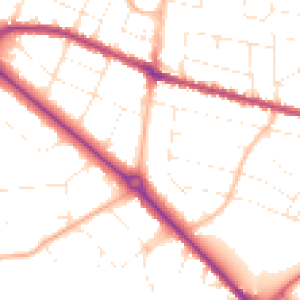 Daytime road noise heatmap for BH3 7AN