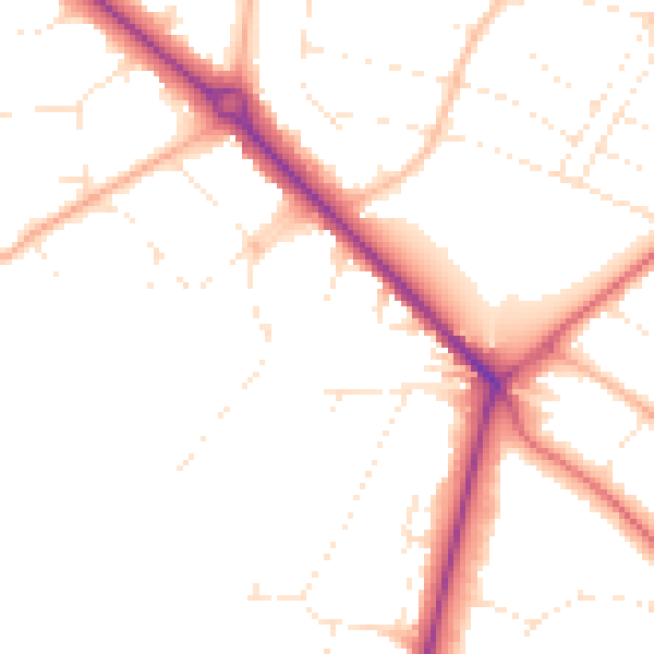 Daytime road noise heatmap for BH3 7AQ