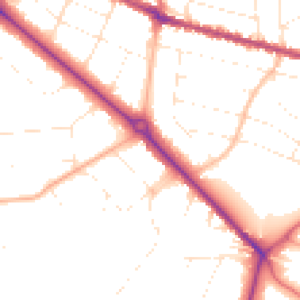 Daytime road noise heatmap for BH3 7AR