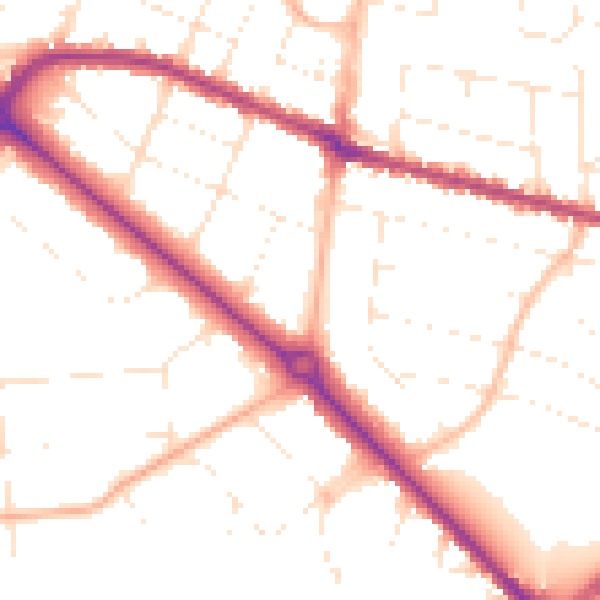 Daytime road noise heatmap for BH3 7AS