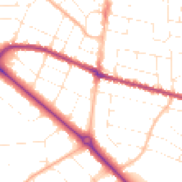 Daytime road noise heatmap for BH3 7AT