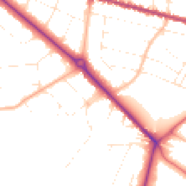 Daytime road noise heatmap for BH3 7AY