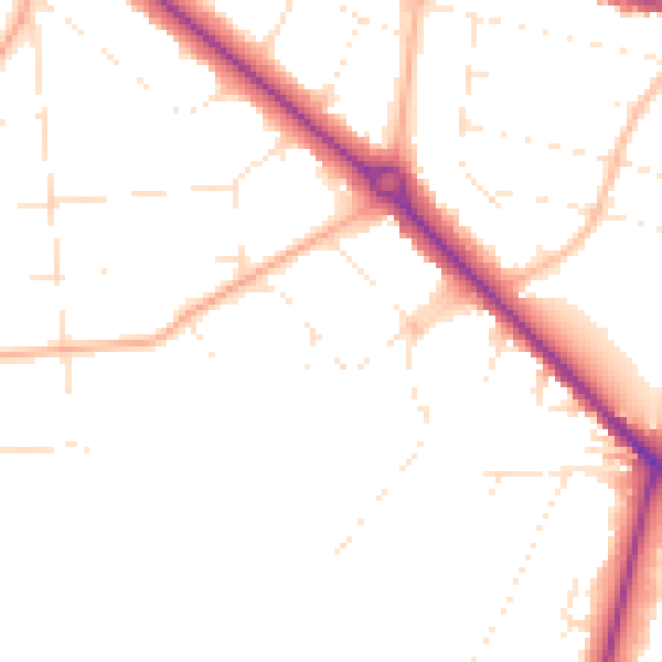 Daytime road noise heatmap for BH3 7AZ