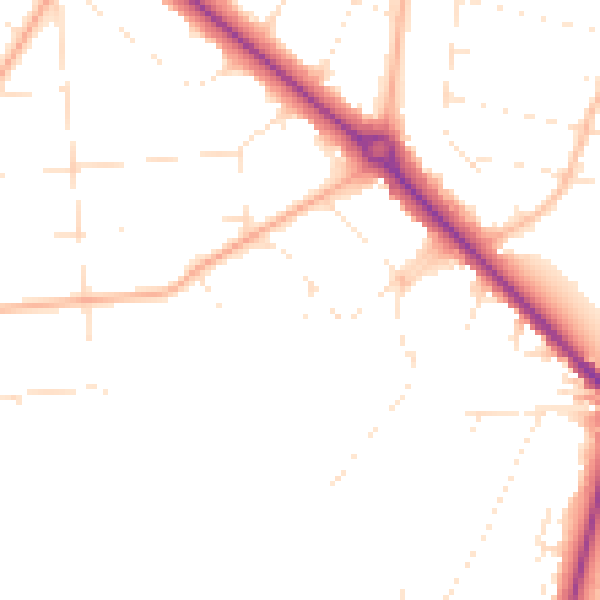 Daytime road noise heatmap for BH3 7BA