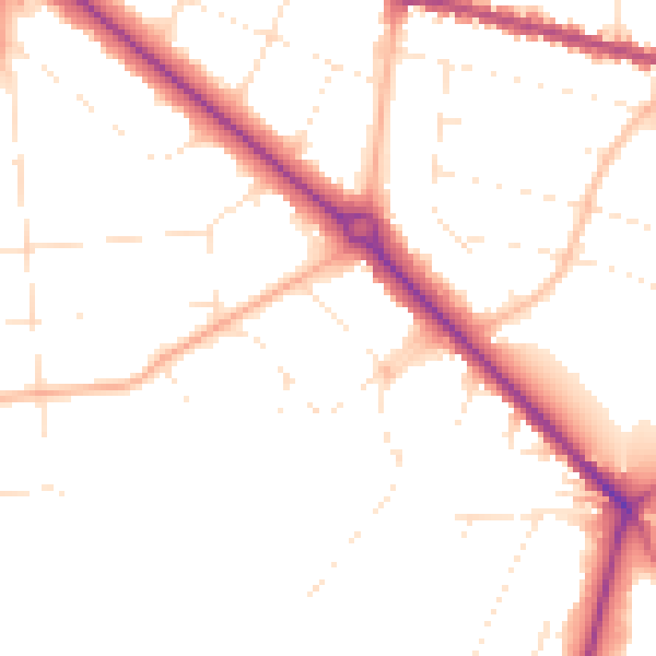 Daytime road noise heatmap for BH3 7BB