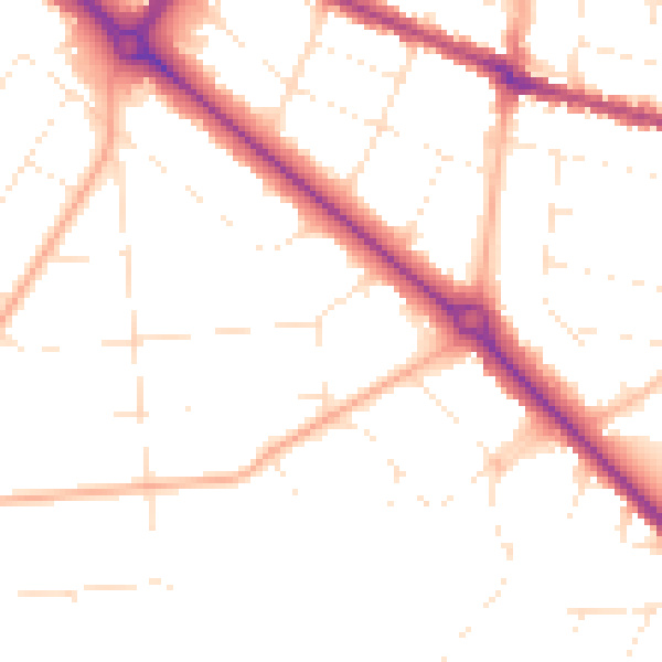 Daytime road noise heatmap for BH3 7BD