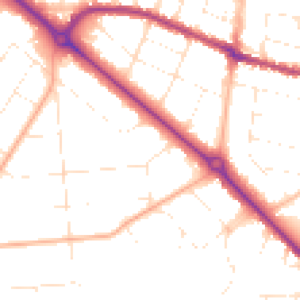 Daytime road noise heatmap for BH3 7BE