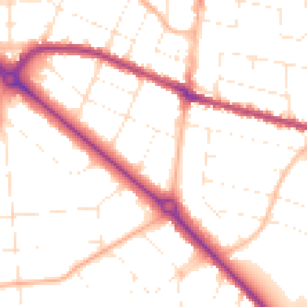 Daytime road noise heatmap for BH3 7BG