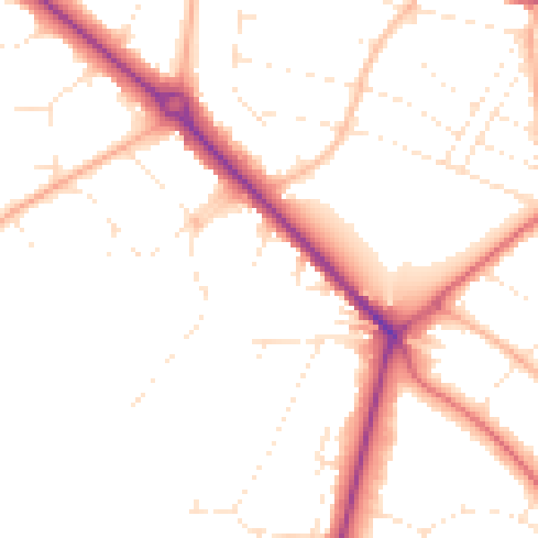 Daytime road noise heatmap for BH3 7BJ
