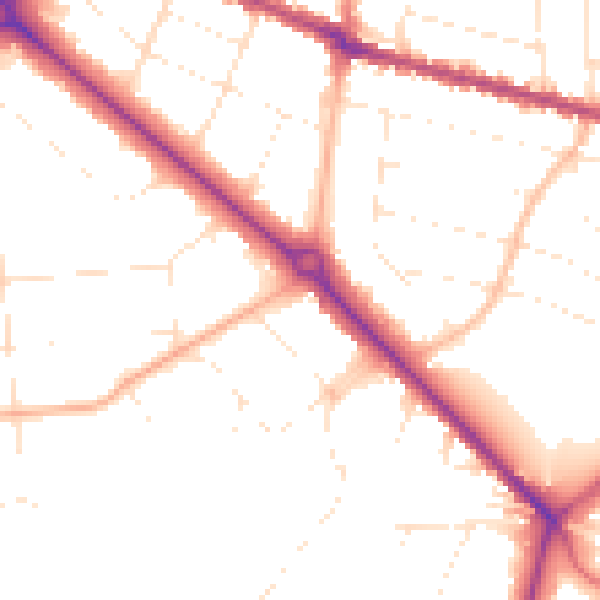 Daytime road noise heatmap for BH3 7BW