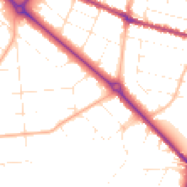 Daytime road noise heatmap for BH3 7BY