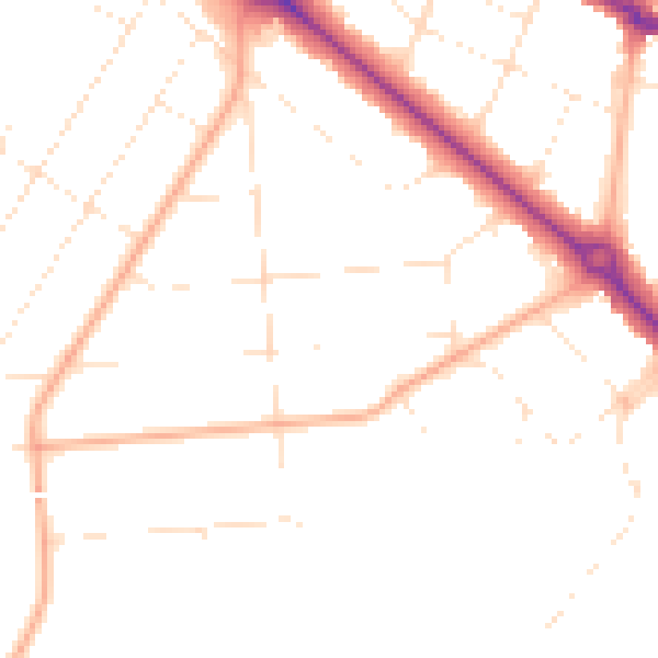 Daytime road noise heatmap for BH3 7DF