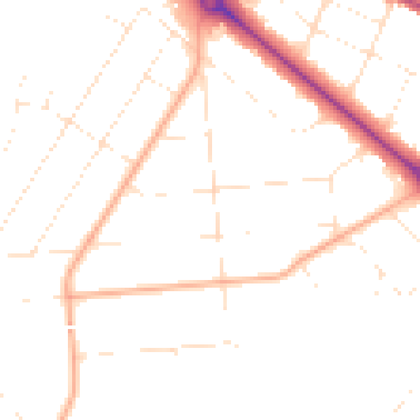 Daytime road noise heatmap for BH3 7DH