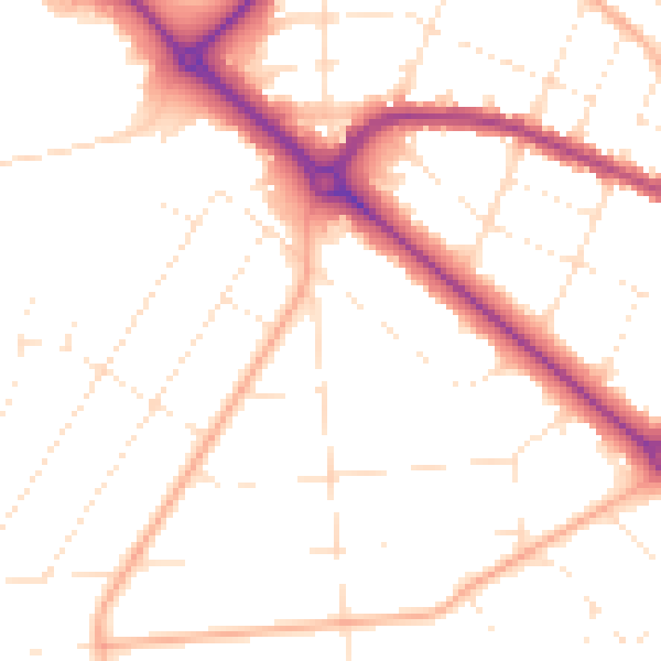 Daytime road noise heatmap for BH3 7DJ