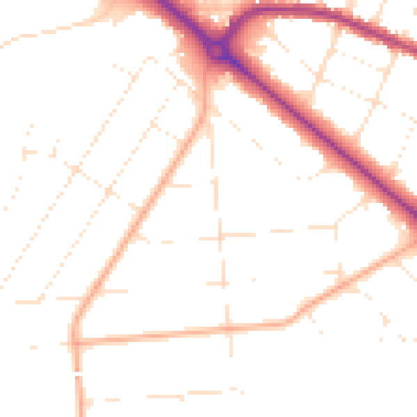 Daytime road noise heatmap for BH3 7DL