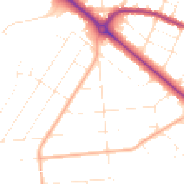 Daytime road noise heatmap for BH3 7DN