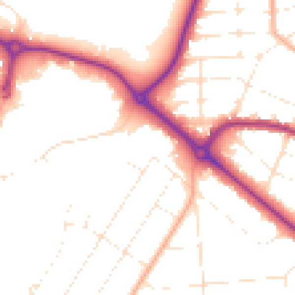 Daytime road noise heatmap for BH3 7DR