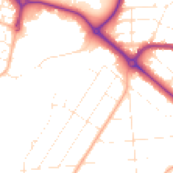 Daytime road noise heatmap for BH3 7DX