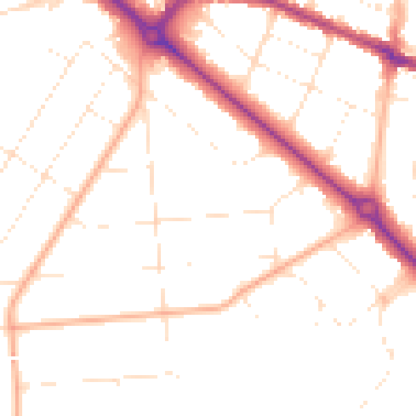 Daytime road noise heatmap for BH3 7EN