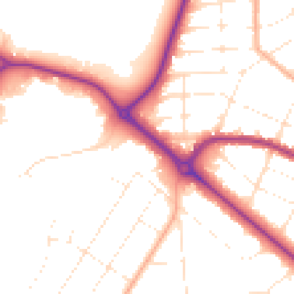 Daytime road noise heatmap for BH3 7HT