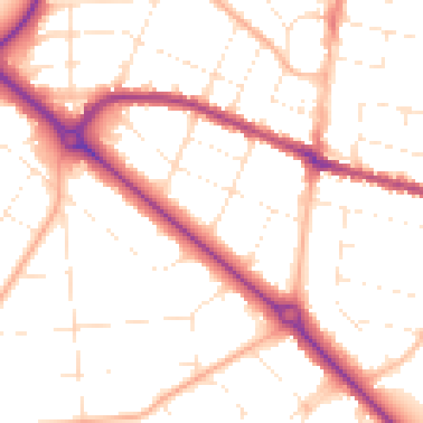 Daytime road noise heatmap for BH3 7JA