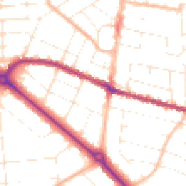 Daytime road noise heatmap for BH3 7JE