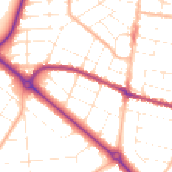 Daytime road noise heatmap for BH3 7JF