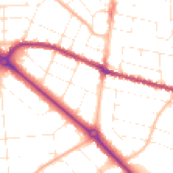 Daytime road noise heatmap for BH3 7JG
