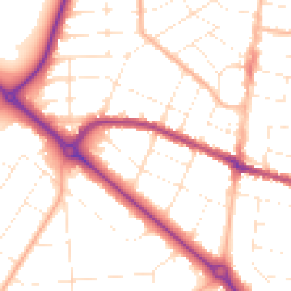 Daytime road noise heatmap for BH3 7JL