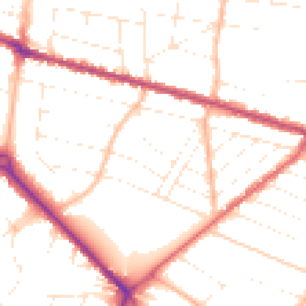 Daytime road noise heatmap for BH3 7JW