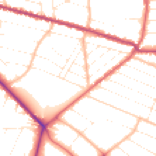 Daytime road noise heatmap for BH3 7JX