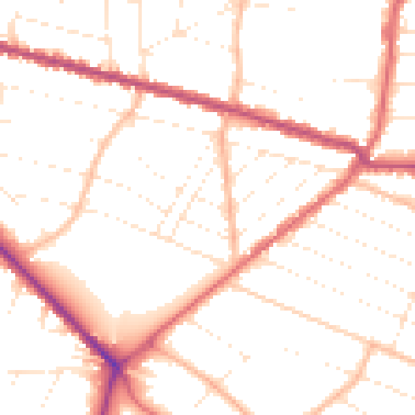 Daytime road noise heatmap for BH3 7JY