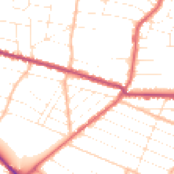 Daytime road noise heatmap for BH3 7LD