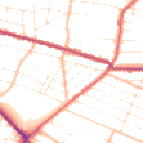 Daytime road noise heatmap for BH3 7LF