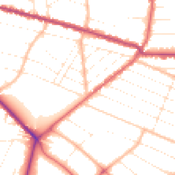 Daytime road noise heatmap for BH3 7LJ