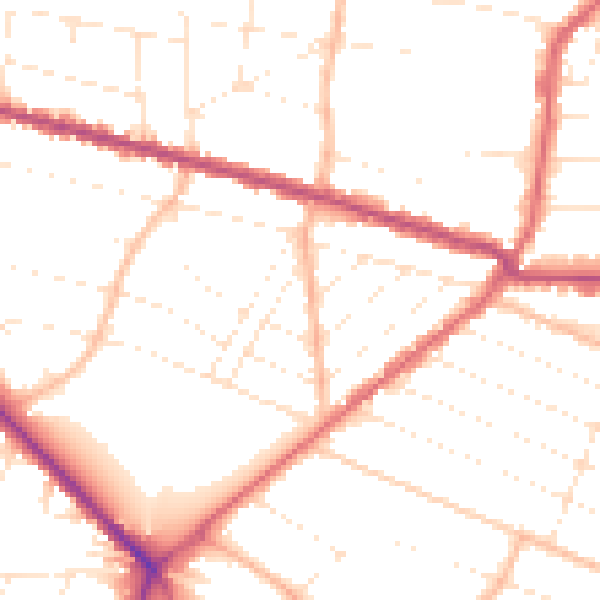 Daytime road noise heatmap for BH3 7LQ