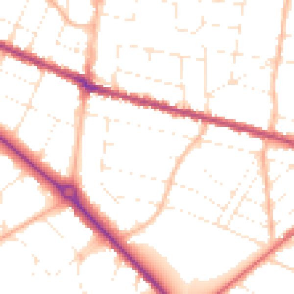 Daytime road noise heatmap for BH3 7LZ