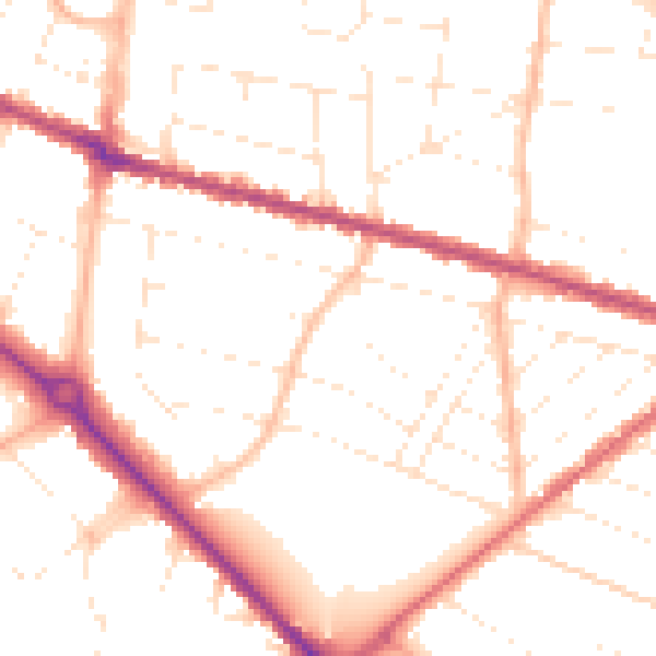 Daytime road noise heatmap for BH3 7ND