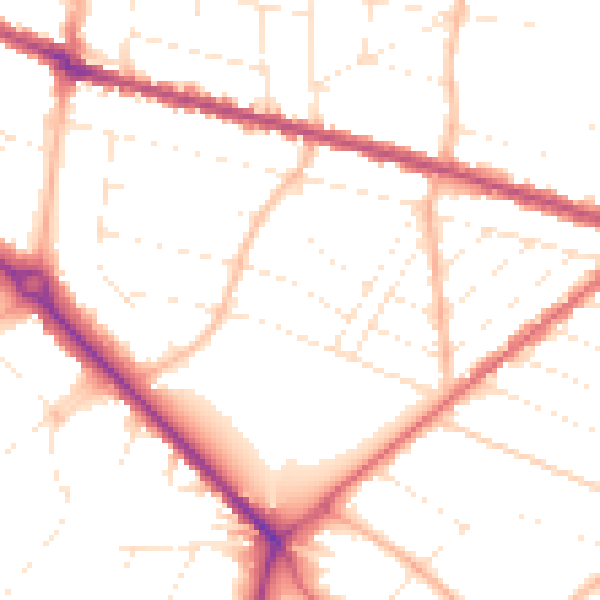 Daytime road noise heatmap for BH3 7NF