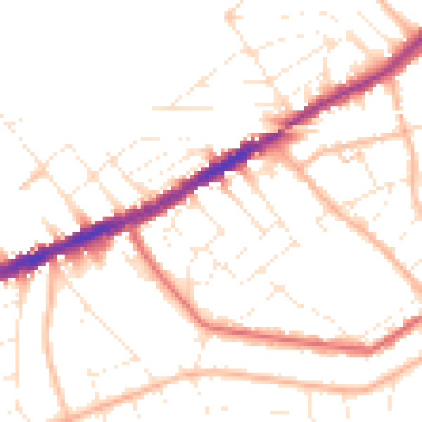 Daytime road noise heatmap for BH5 2AB